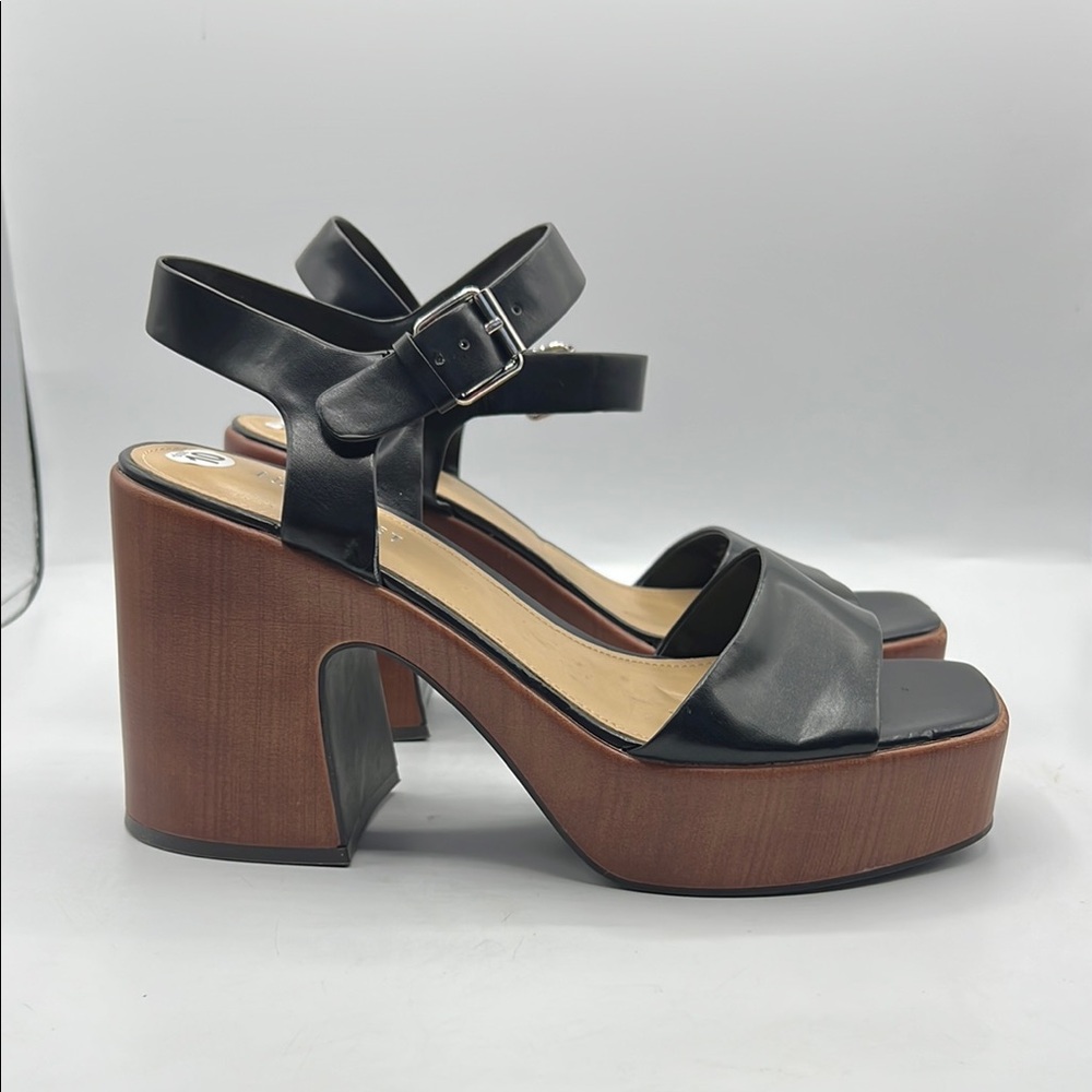 Nine West Sz‎ 10 Openit 9 Black and Brown Platform Sandals NEW - Picture 6 of 15